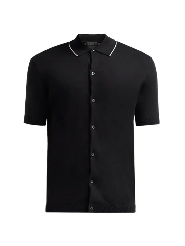 Saks Fifth Avenue Men's Cotton-Silk Knit Tipped-Collar Sweater - Black