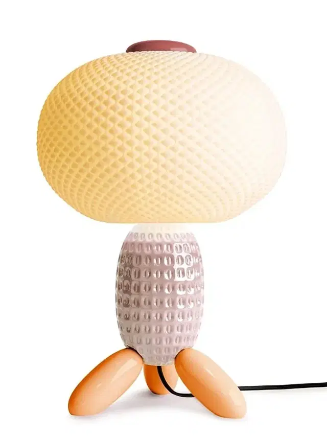 Lladro Soft Blown Porcelain Table Lamp - Pink