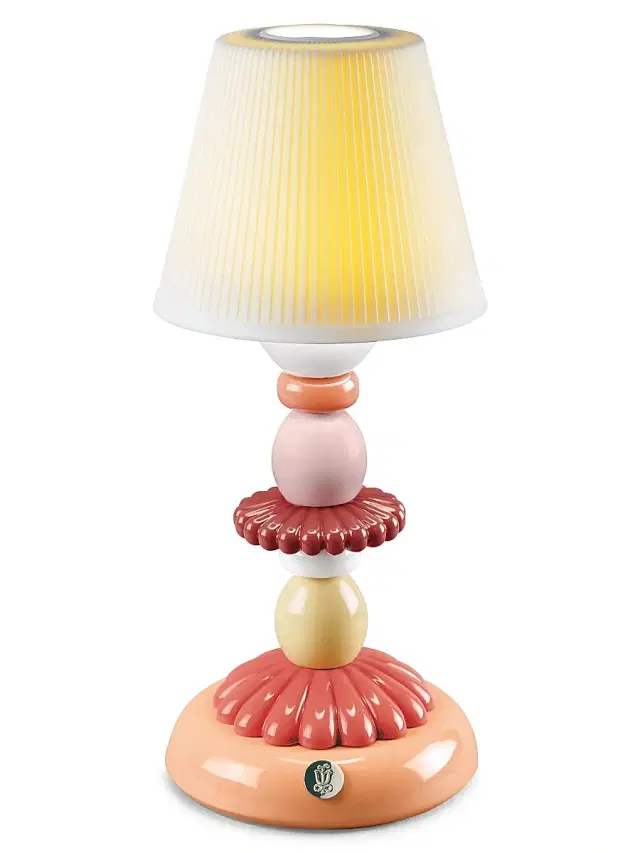 Lladro Lotus Firefly Lamp - Coral