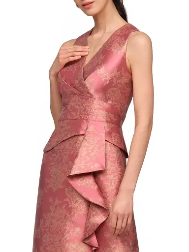 Kay Unger Women's Rhianna Metallic Jacquard A-Line Gown | Thumbnail 6 Kay Unger Women's Rhianna Metallic Jacquard A-Line Gown | Thumbnail 6