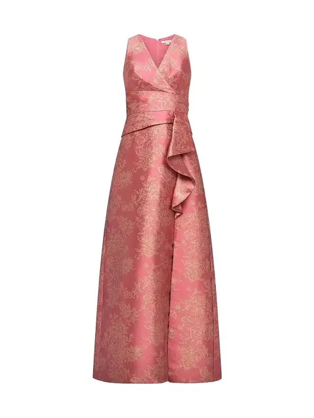 Kay Unger Women's Rhianna Metallic Jacquard A-Line Gown - Antique Rose