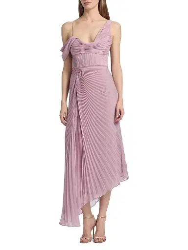 AMUR Women's Joelle Pleated Draped Gown - Violet Isla | Thumbnail 3 AMUR Women's Joelle Pleated Draped Gown - Violet Isla | Thumbnail 3