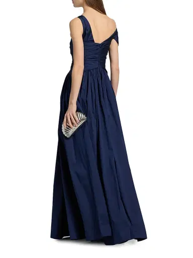 THEIA Women's Avery Asymmetric Taffeta Gown - Nautical Navy - Size 14 | Thumbnail 5