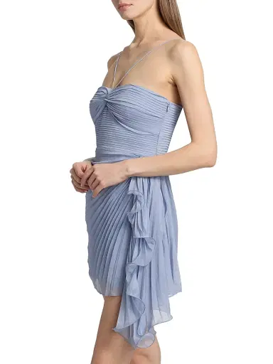 Amur Women's Bentley Pleated Draped Mini Dress - Moonjelly Glow - Size 10 | Thumbnail 4