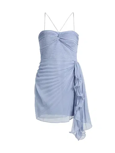 Amur Women's Bentley Pleated Draped Mini Dress - Moonjelly Glow - Size 10 | Thumbnail 1