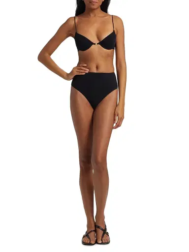 Kiki de Montparnasse Women's Self-Tie Demi Bikini Top - Black | Thumbnail 2