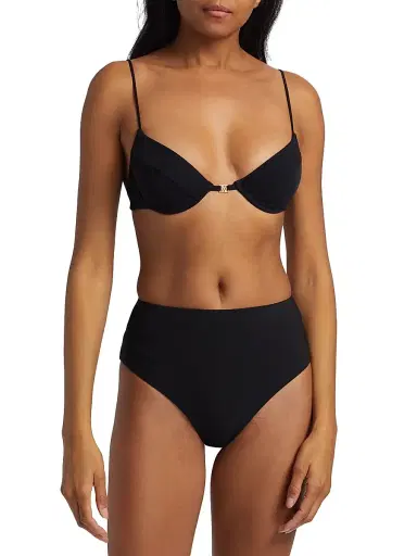 Kiki de Montparnasse Women's Self-Tie Demi Bikini Top - Black | Thumbnail 3