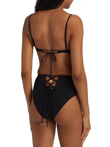 Kiki de Montparnasse Women's Self-Tie Demi Bikini Top - Black | Thumbnail 4