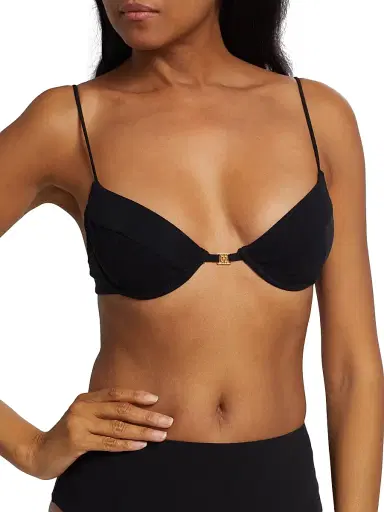 Kiki de Montparnasse Women's Self-Tie Demi Bikini Top - Black | Thumbnail 5