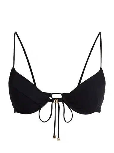 Kiki de Montparnasse Women's Self-Tie Demi Bikini Top - Black | Thumbnail 1