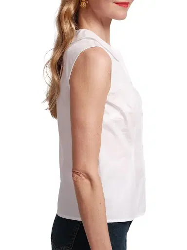 Frances Valentine Women's Louise Cotton Sleeveless Top - White | Thumbnail 2
