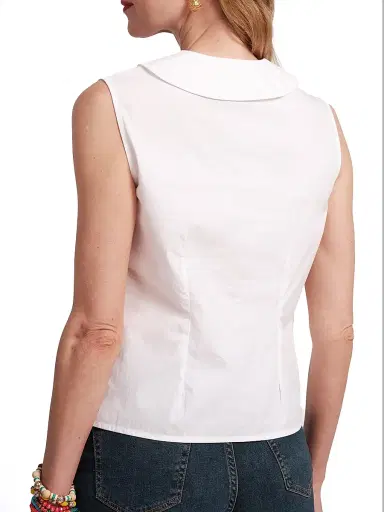 Frances Valentine Women's Louise Cotton Sleeveless Top - White | Thumbnail 3