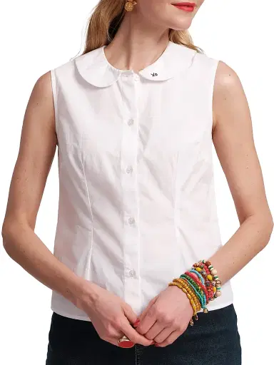 Frances Valentine Women's Louise Cotton Sleeveless Top - White | Thumbnail 1