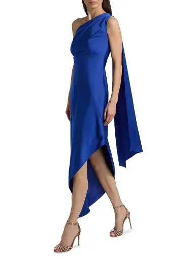 Lapointe Women's Satin One-Shoulder Midi-Dress - Royal Blue - Size 14 | Thumbnail 2