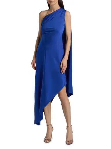 Lapointe Women's Satin One-Shoulder Midi-Dress - Royal Blue - Size 14 | Thumbnail 3