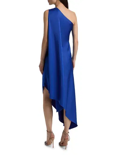 Lapointe Women's Satin One-Shoulder Midi-Dress - Royal Blue - Size 14 | Thumbnail 5