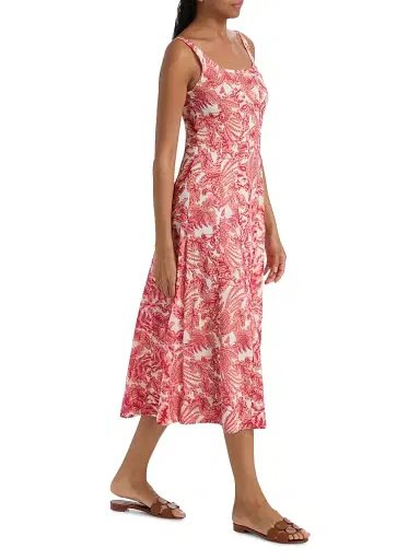 Ro's Garden Women's Camillie Floral Cotton Midi-Dress - Coral Arata - Size XL | Thumbnail 2 Ro's Garden Women's Camillie Floral Cotton Midi-Dress - Coral Arata - Size XL | Thumbnail 2