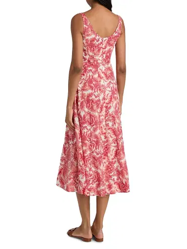 Ro's Garden Women's Camillie Floral Cotton Midi-Dress - Coral Arata - Size XL | Thumbnail 5 Ro's Garden Women's Camillie Floral Cotton Midi-Dress - Coral Arata - Size XL | Thumbnail 5