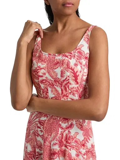 Ro's Garden Women's Camillie Floral Cotton Midi-Dress - Coral Arata - Size XL | Thumbnail 6 Ro's Garden Women's Camillie Floral Cotton Midi-Dress - Coral Arata - Size XL | Thumbnail 6