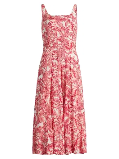 Ro's Garden Women's Camillie Floral Cotton Midi-Dress - Coral Arata - Size XL | Thumbnail 1 Ro's Garden Women's Camillie Floral Cotton Midi-Dress - Coral Arata - Size XL | Thumbnail 1