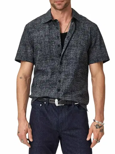 JOHN VARVATOS Men's Malon Cotton Seersucker Shirt - Navy - Size XL | Thumbnail 1 JOHN VARVATOS Men's Malon Cotton Seersucker Shirt - Navy - Size XL | Thumbnail 1