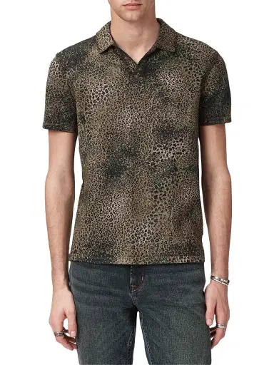 JOHN VARVATOS Men's Perkins Animal-Print Jacquard Polo Shirt | Thumbnail 3 JOHN VARVATOS Men's Perkins Animal-Print Jacquard Polo Shirt | Thumbnail 3