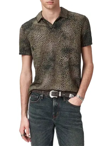 JOHN VARVATOS Men's Perkins Animal-Print Jacquard Polo Shirt | Thumbnail 5 JOHN VARVATOS Men's Perkins Animal-Print Jacquard Polo Shirt | Thumbnail 5
