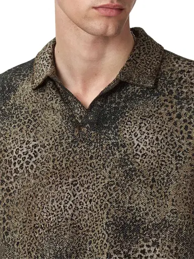 JOHN VARVATOS Men's Perkins Animal-Print Jacquard Polo Shirt | Thumbnail 6 JOHN VARVATOS Men's Perkins Animal-Print Jacquard Polo Shirt | Thumbnail 6