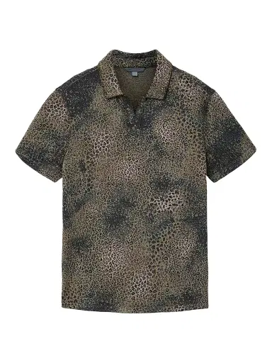 JOHN VARVATOS Men's Perkins Animal-Print Jacquard Polo Shirt | Thumbnail 1 JOHN VARVATOS Men's Perkins Animal-Print Jacquard Polo Shirt | Thumbnail 1