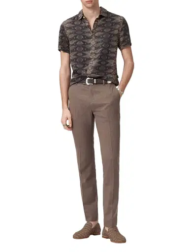 JOHN VARVATOS Men's Loren Snake-Print Short-Sleeve Shirt - Light Khaki - Size XL | Thumbnail 2