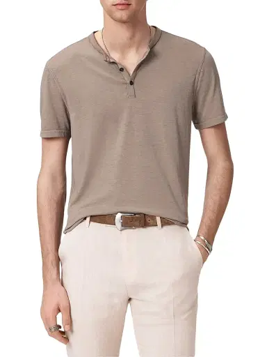 JOHN VARVATOS Men's Duke Short-Sleeve Henley Shirt | Thumbnail 5 JOHN VARVATOS Men's Duke Short-Sleeve Henley Shirt | Thumbnail 5