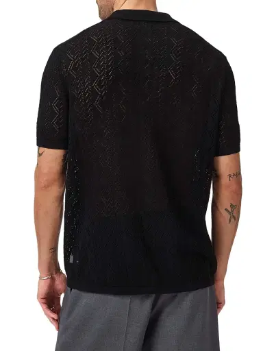 JOHN VARVATOS Men's Emil Pointelle Sweater Shirt | Thumbnail 4