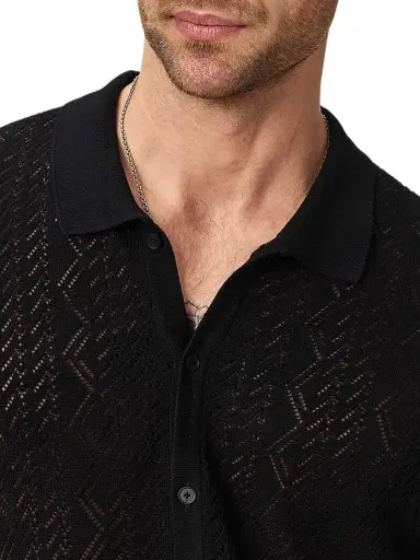 JOHN VARVATOS Men's Emil Pointelle Sweater Shirt | Thumbnail 6