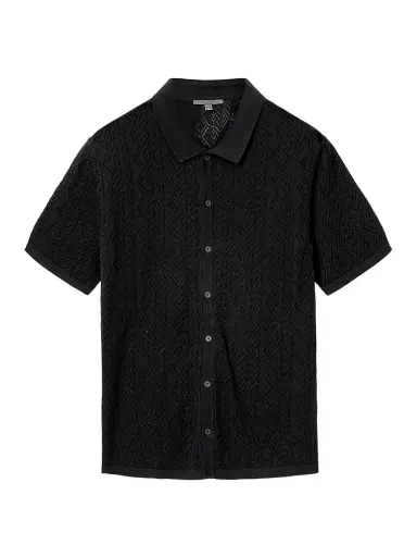 JOHN VARVATOS Men's Emil Pointelle Sweater Shirt | Thumbnail 1