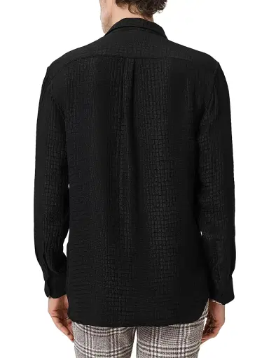 JOHN VARVATOS Men's Vito Croc-Jacquard Silk Button-Front Shirt | Thumbnail 4