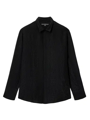 JOHN VARVATOS Men's Vito Croc-Jacquard Silk Button-Front Shirt | Thumbnail 1