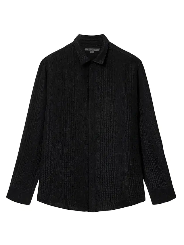 Men's Vito Croc-Jacquard Silk Button-Front Shirt - Black