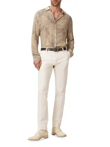 JOHN VARVATOS Men's Bucks Animal-Print Linen Shirt | Thumbnail 2 JOHN VARVATOS Men's Bucks Animal-Print Linen Shirt | Thumbnail 2