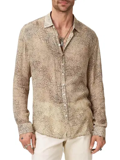JOHN VARVATOS Men's Bucks Animal-Print Linen Shirt | Thumbnail 3 JOHN VARVATOS Men's Bucks Animal-Print Linen Shirt | Thumbnail 3