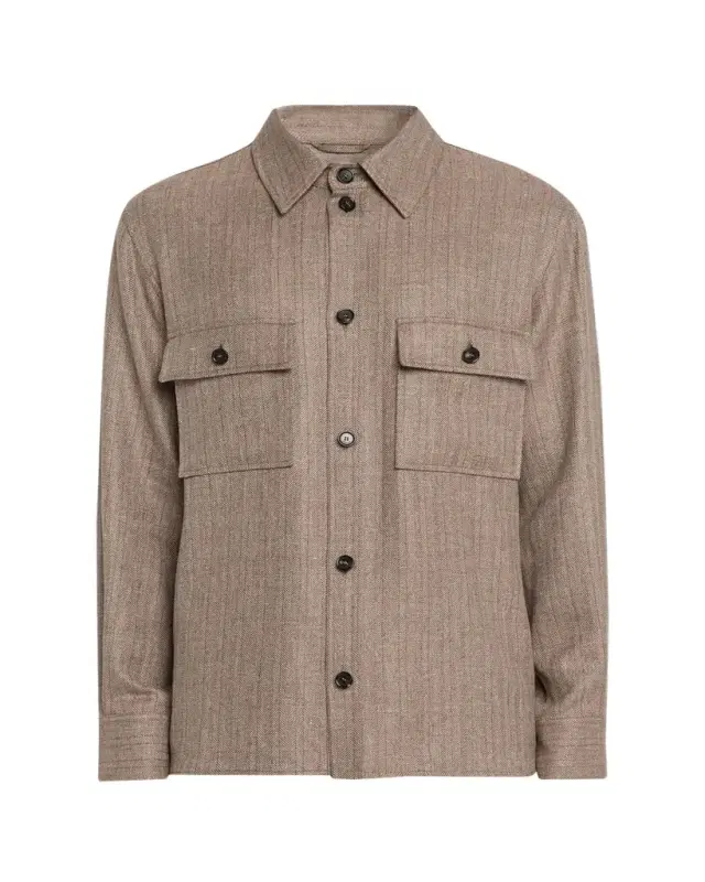 Men's Jim Wool and Linen Herringbone Overshirt