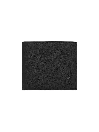 Saint Laurent Men's Cassandre Shadow Leather Wallet with Coin Purse - Black | Thumbnail 1