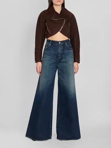 ALAIA Women's Faded High-Rise Palazzo Jeans - Dock Blue | Thumbnail 2