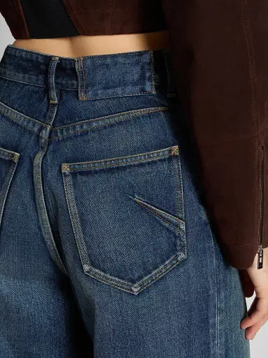 ALAIA Women's Faded High-Rise Palazzo Jeans - Dock Blue | Thumbnail 5