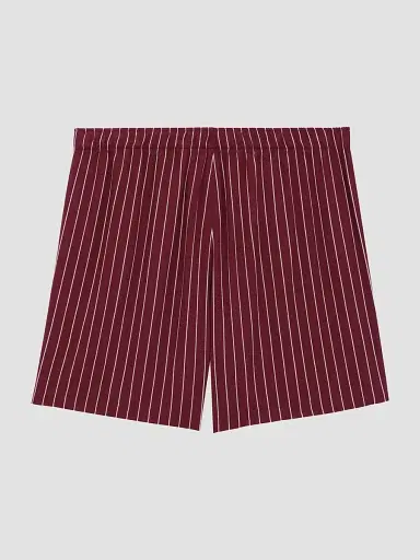 Saint Laurent Men's Cassandre Striped Shorts - Bordeaux | Thumbnail 2 Saint Laurent Men's Cassandre Striped Shorts - Bordeaux | Thumbnail 2