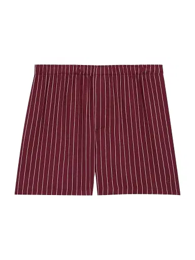 Saint Laurent Men's Cassandre Striped Shorts - Bordeaux | Thumbnail 1 Saint Laurent Men's Cassandre Striped Shorts - Bordeaux | Thumbnail 1