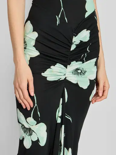 ALAIA Women's Floral Jersey Draped Maxi Dress - Noir Aqua | Thumbnail 5
