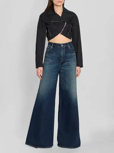 Alaïa Women's Cotton Poplin Crop Biker Jacket - Noir Alaia | Thumbnail 2