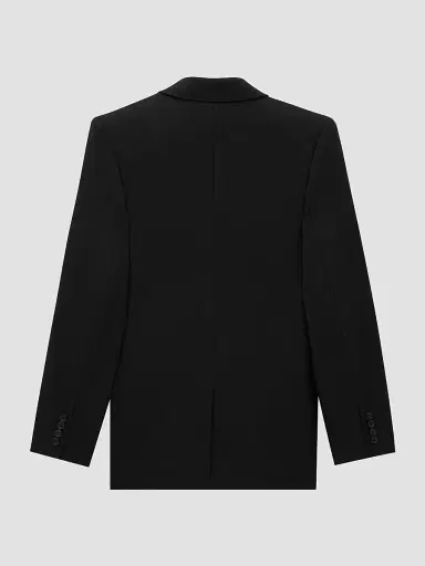 Saint Laurent Women's Double-Breasted Jacket in Wool Gabardine - Black - Size 2 | Thumbnail 2 Saint Laurent Women's Double-Breasted Jacket in Wool Gabardine - Black - Size 2 | Thumbnail 2