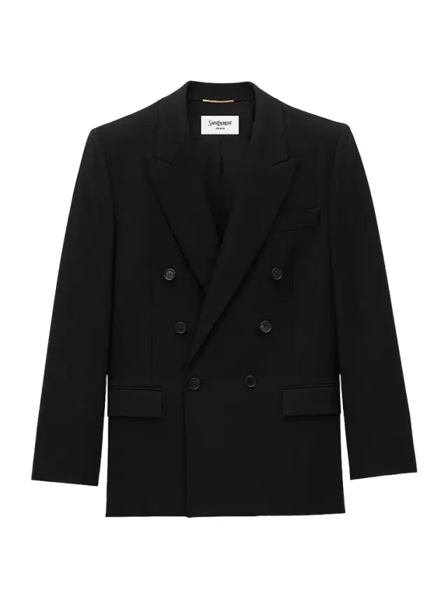 Saint Laurent Women's Double-Breasted Jacket in Wool Gabardine - Black