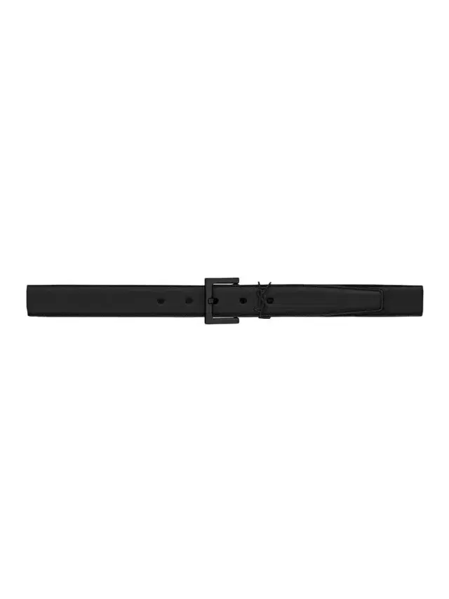 Saint Laurent Men's Cassandre Belt in Smooth Leather - Black